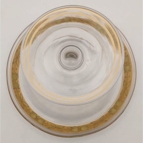 Vintage Tiffin Glass Franciscan Gold Encrusted Filigree Compote Pedestal Dish - Picture 4 of 6